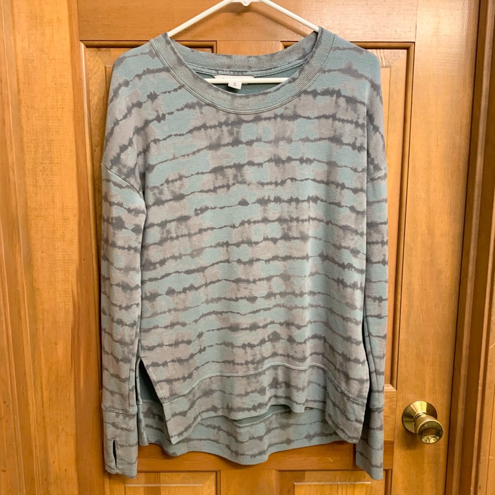 Athleta tie dye Striped Sweatshirt in Gray and Green